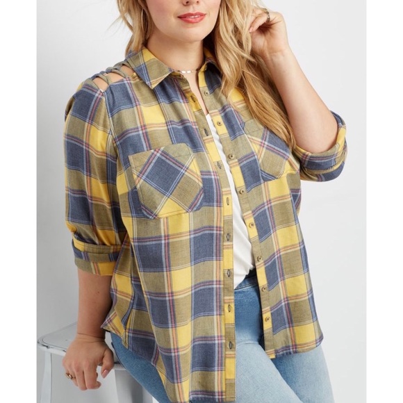 Maurices Tops - Button Down Plaid Shirt